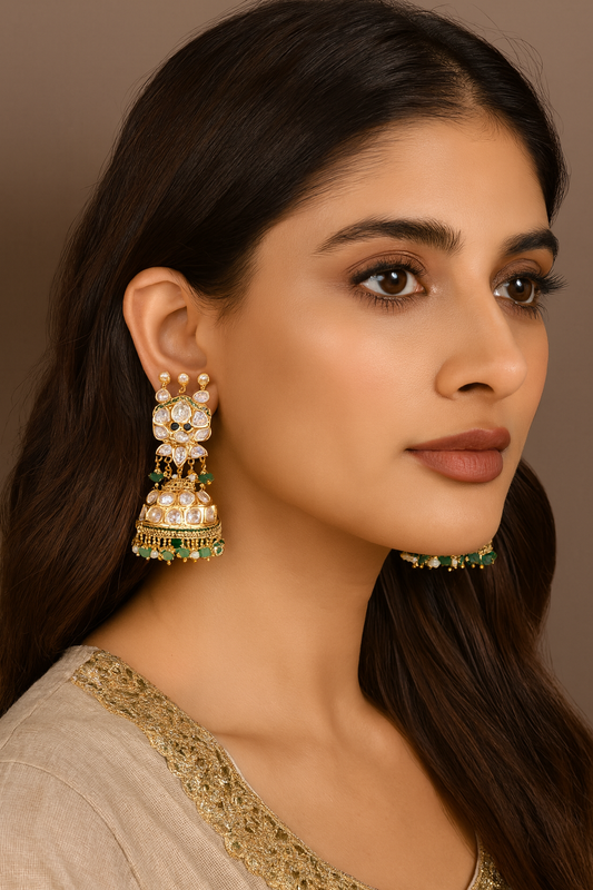 Regal Kundan Jhumka Earrings