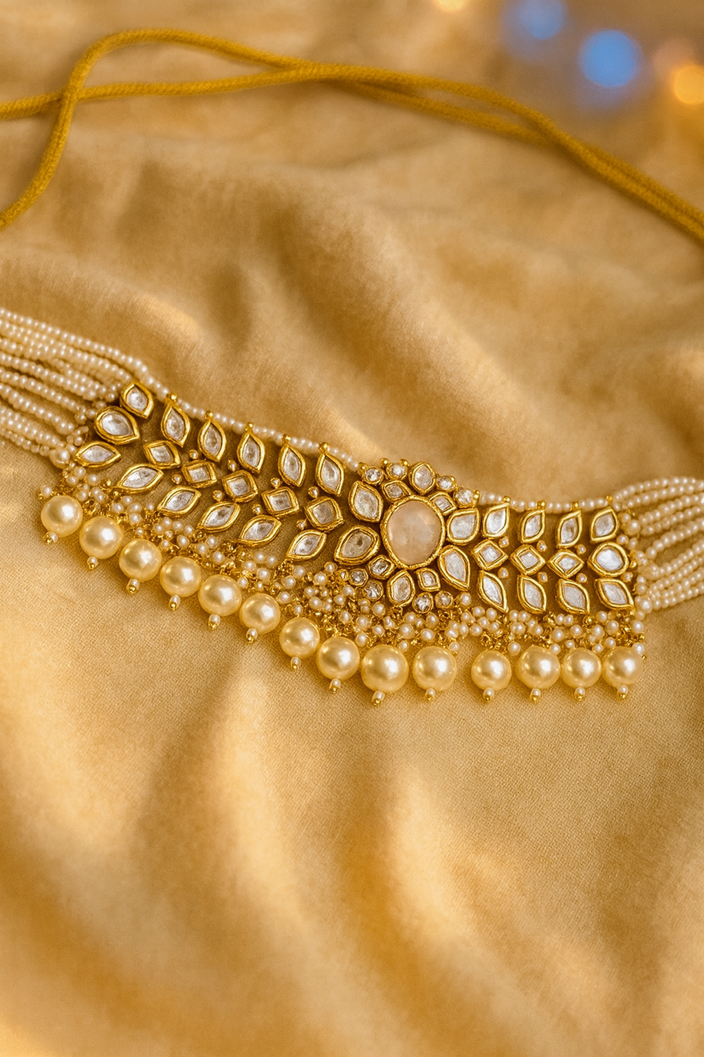 Regal White Polki & Pearl Bridal Set