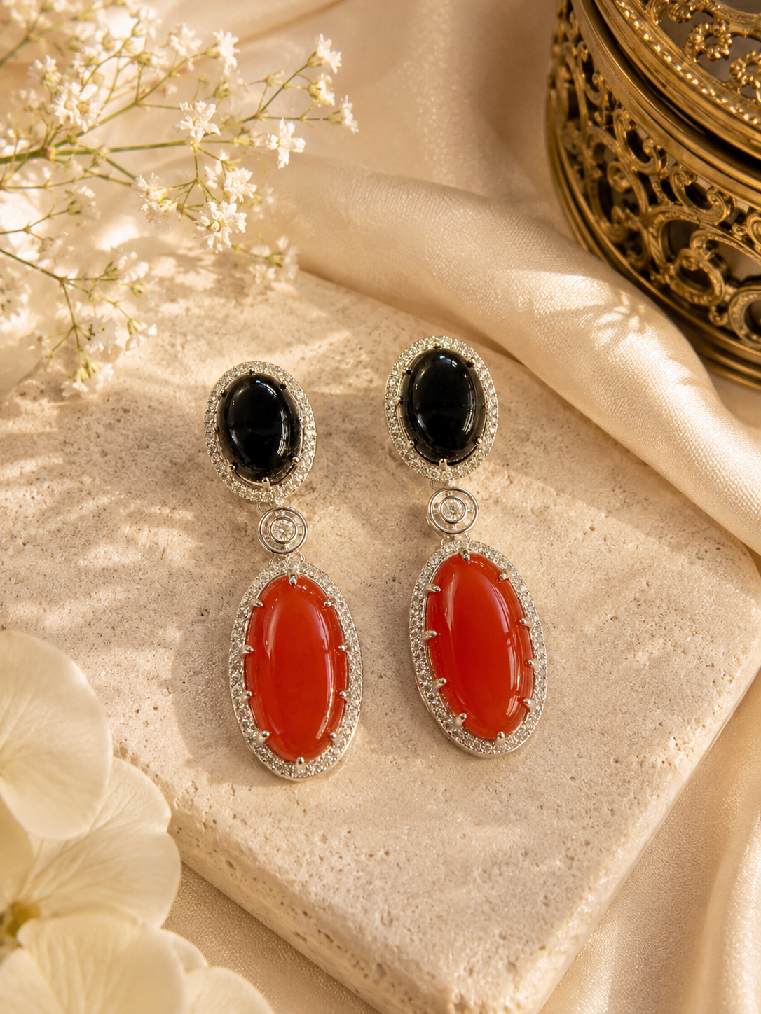 Scarlet Noir Statement Earrings