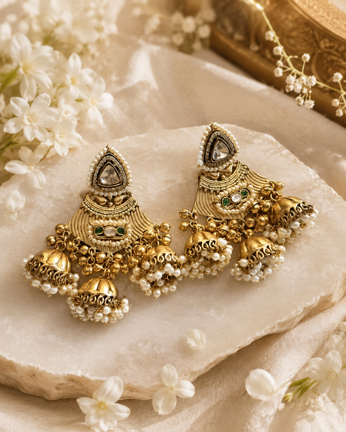 Ruhani Antique Gold Jhumka Earrings