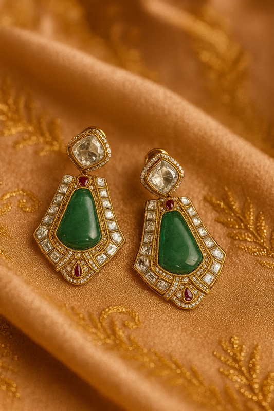 Emerald Radiance Kundan Studs