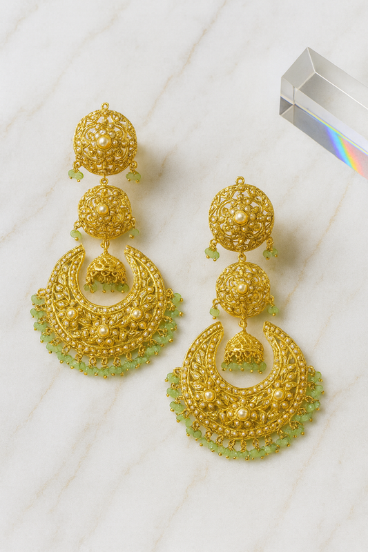 Golden Crescent Jhumka Chandeliers