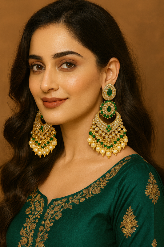 Kundan Polki Chandelier Earrings
