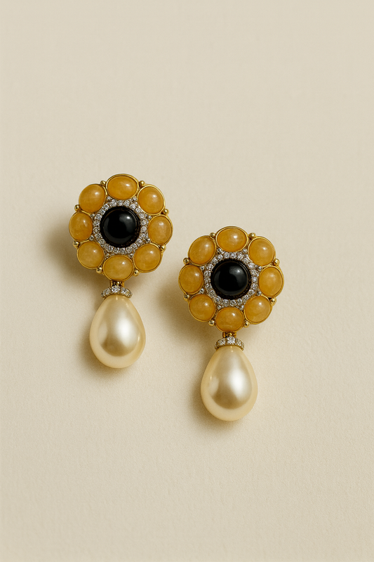 Moon Bloom Pearl Drop Earrings