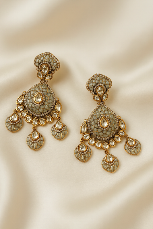 Regal Meenakari & Kundan Chandelier Earrings