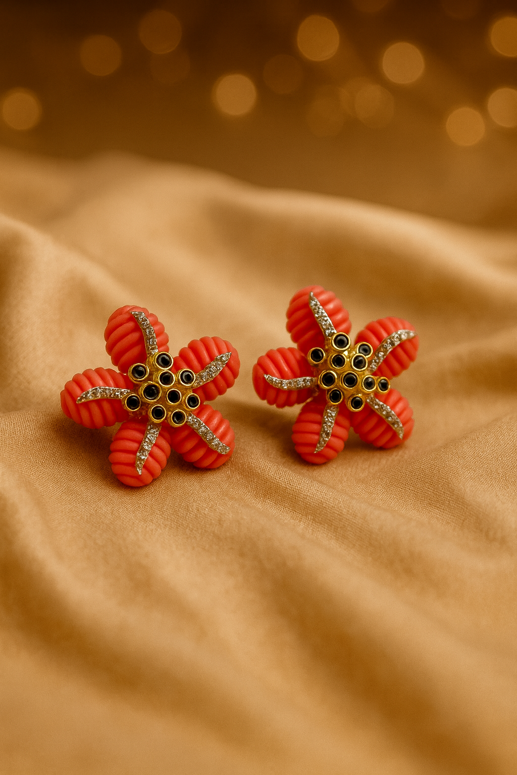 Vibrant Coral Starfish Earrings