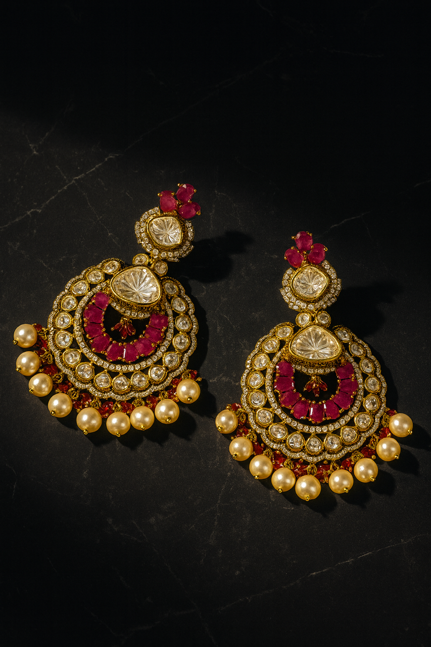 Ruby Royale Kundan Chandbalis