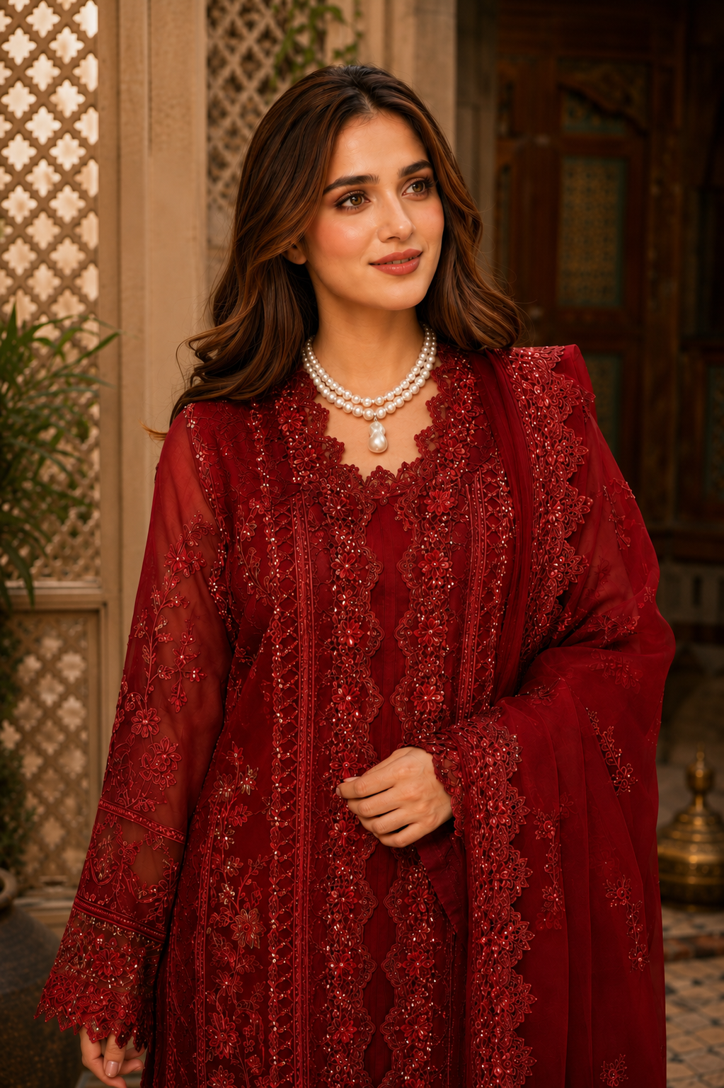 Aafreen Double-Strand Pearl & Baroque Drop Necklace