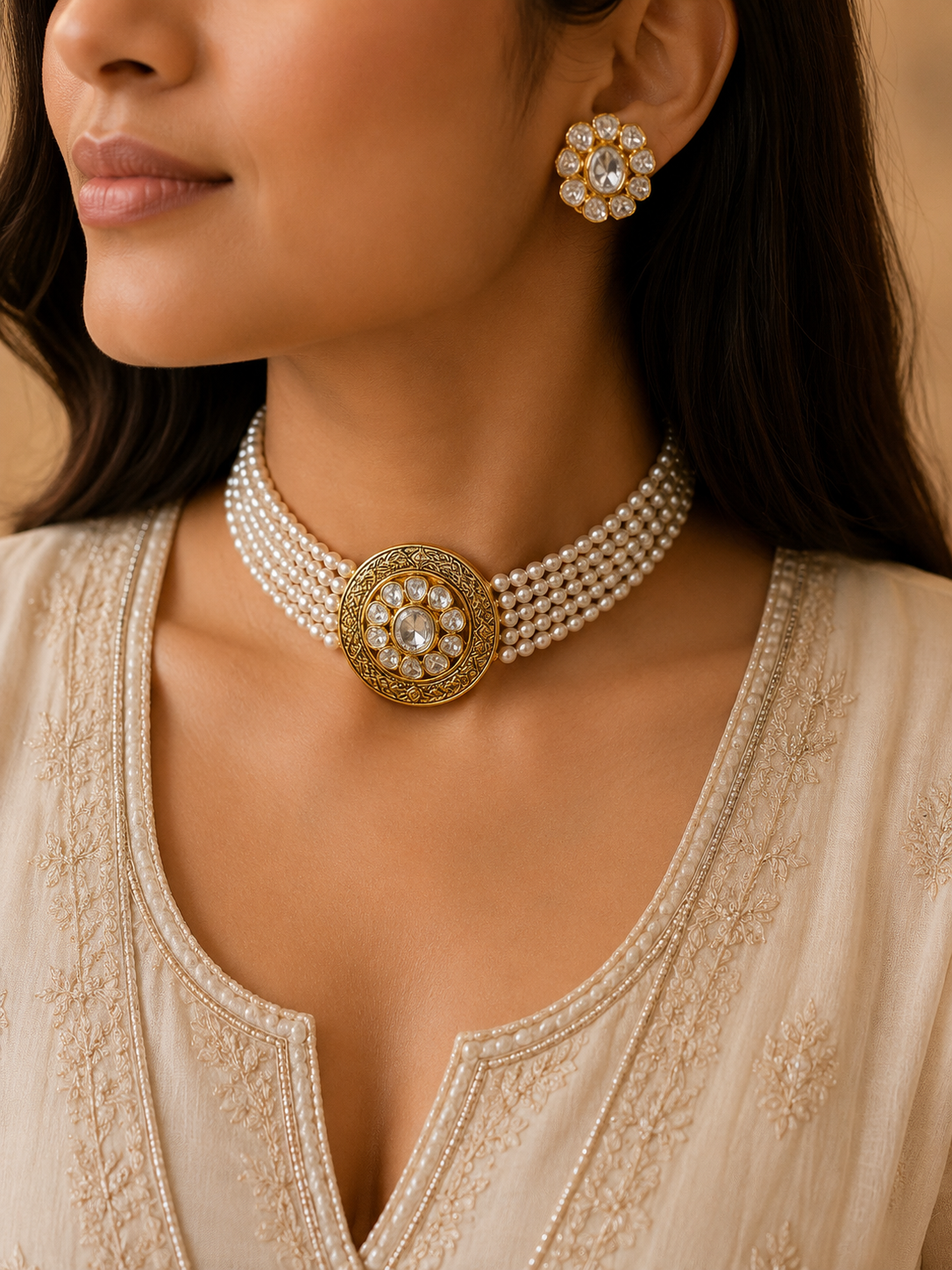 Pearl Royale Kundan Choker Set
