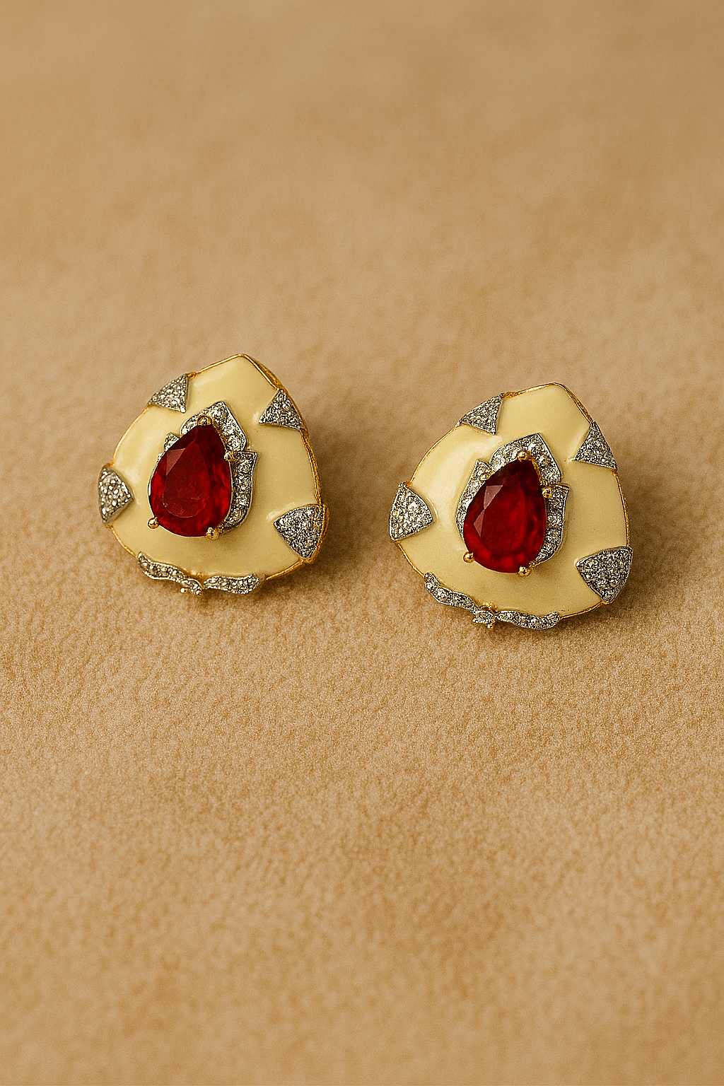 Enamel & Gemstone Teardrop Statement Studs