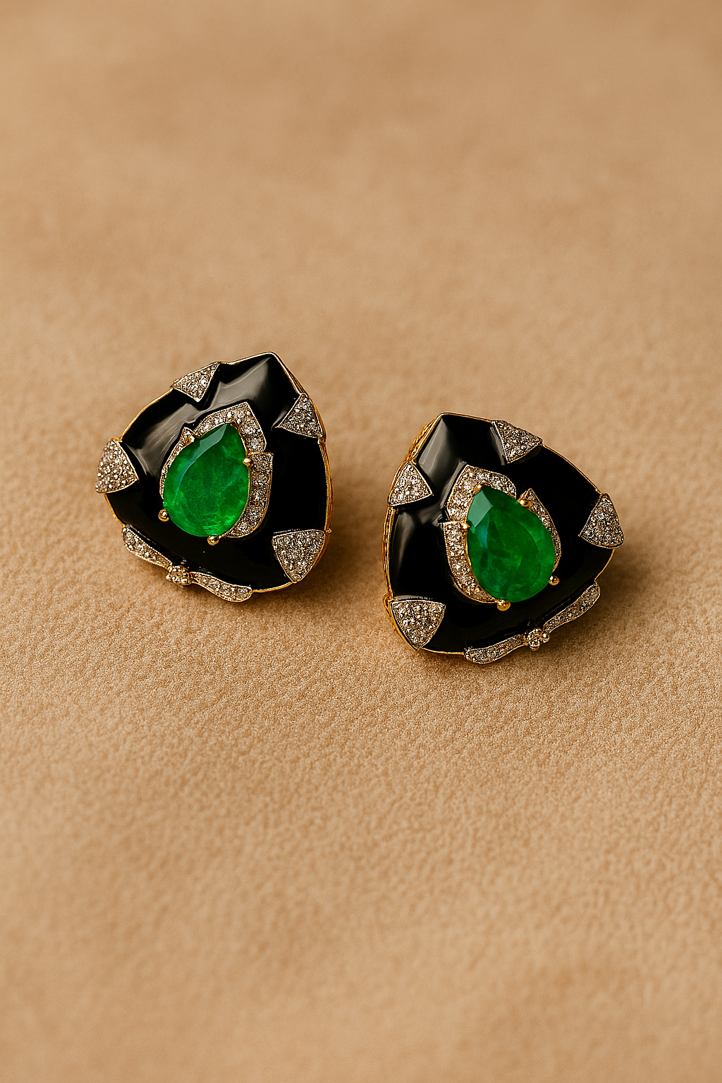 Enamel & Gemstone Teardrop Statement Studs