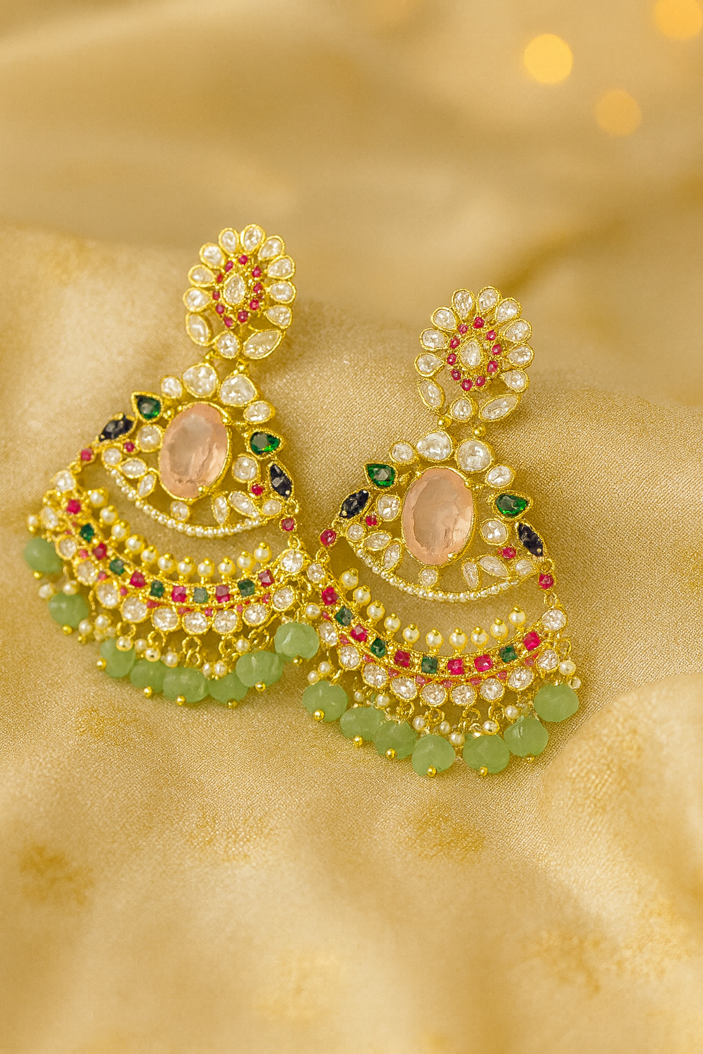 Royal Multicolor Kundan Jhumka Earrings