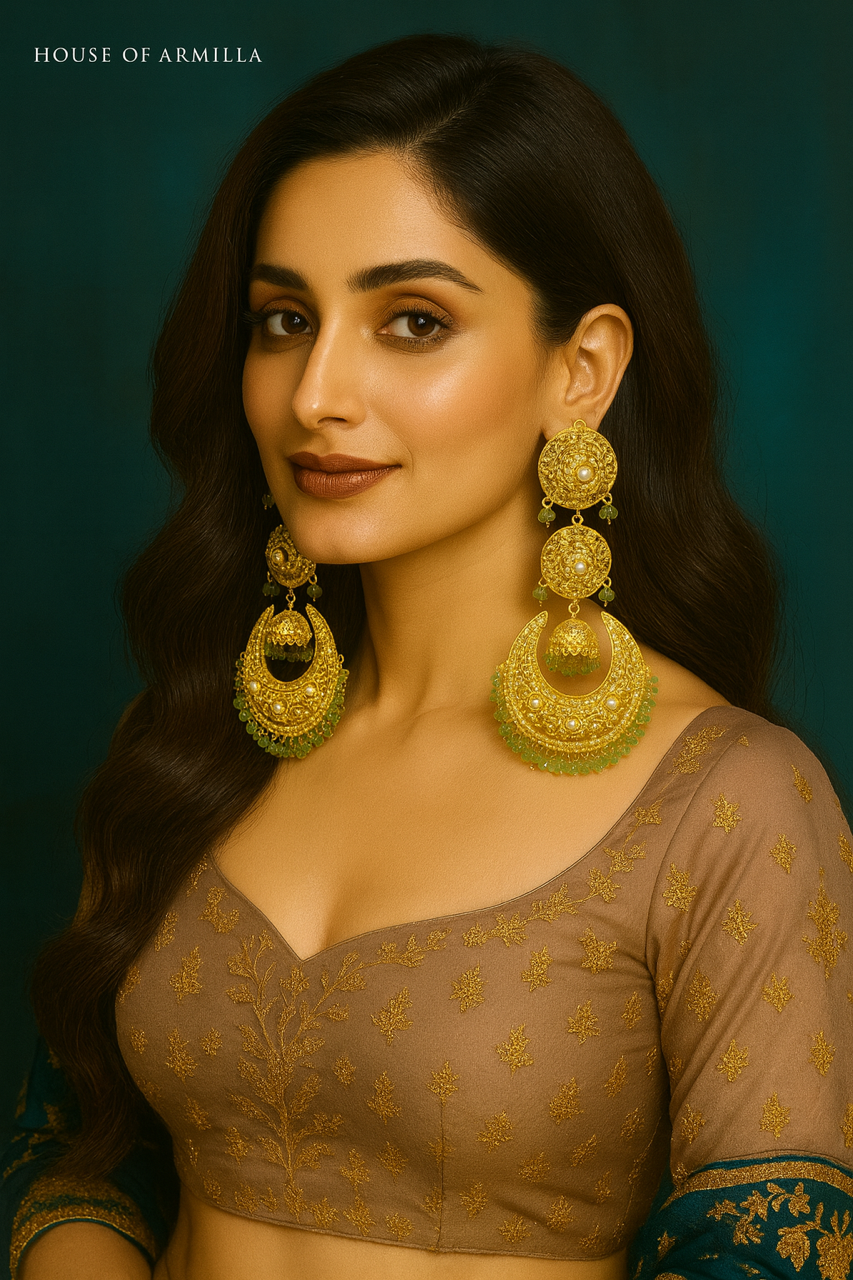 Golden Crescent Jhumka Chandeliers