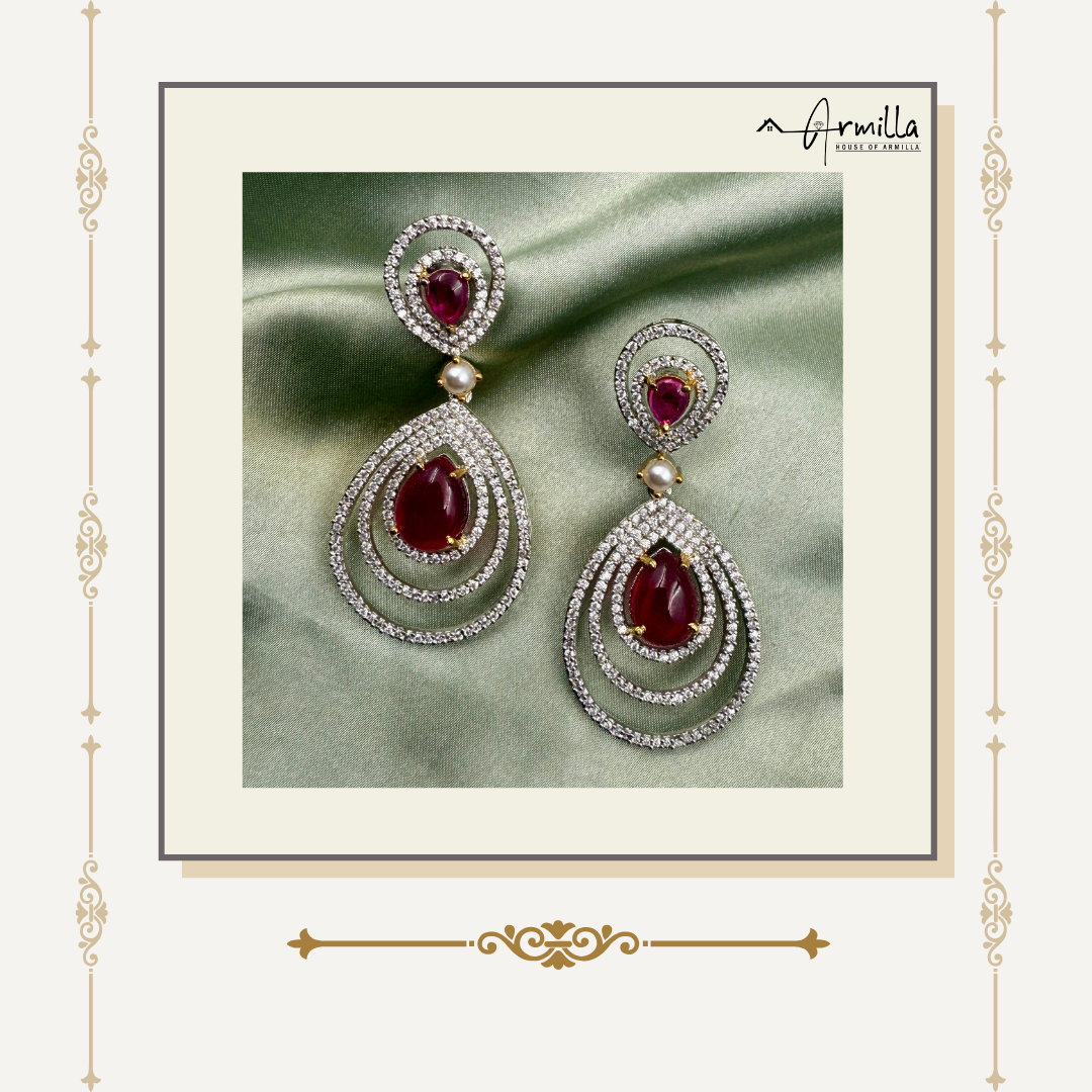 Ethereal Radiance Teardrop Earrings β Emerald & Ruby Edition