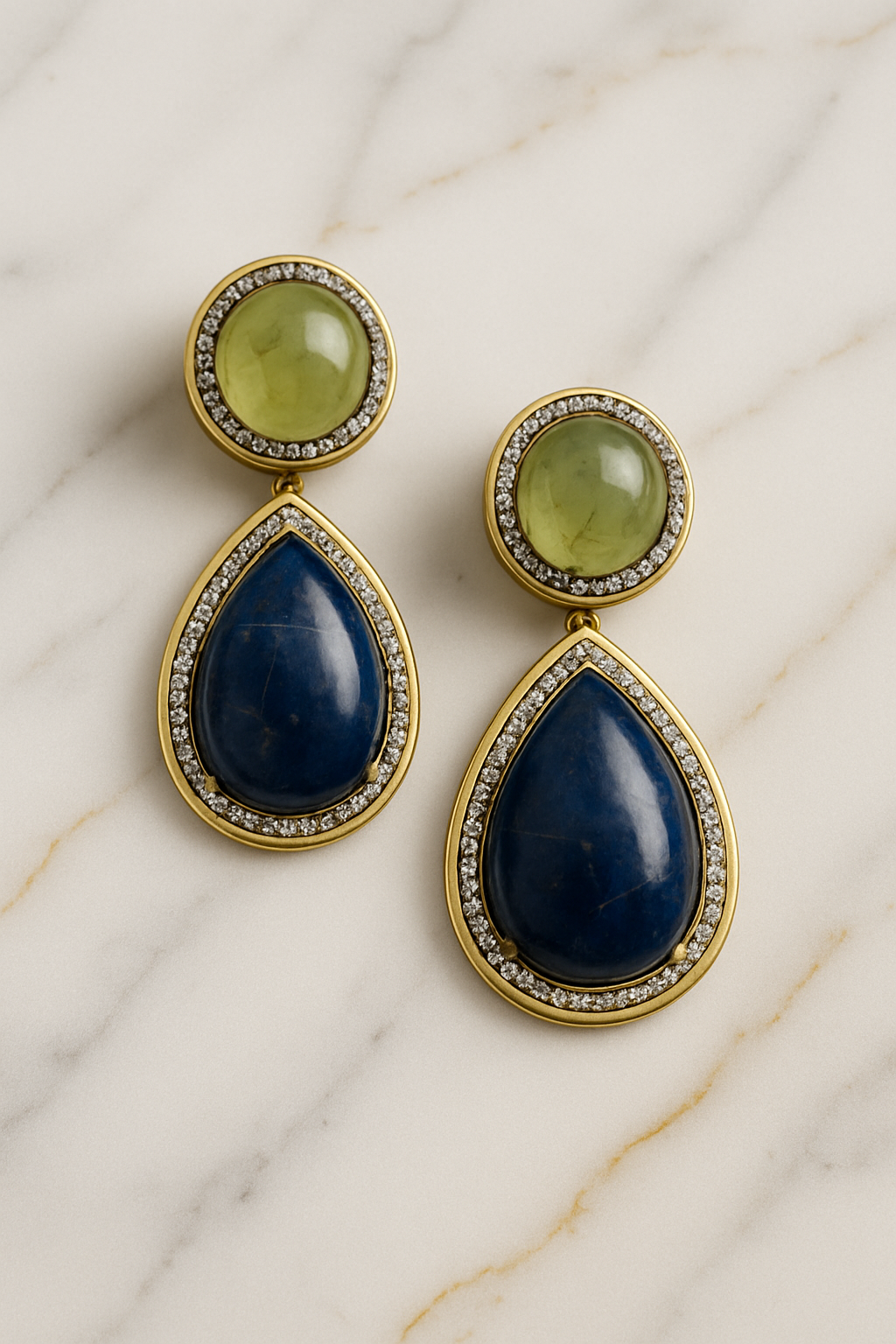 Mystic Aura – Dual-Toned Gemstone Drop Earrings