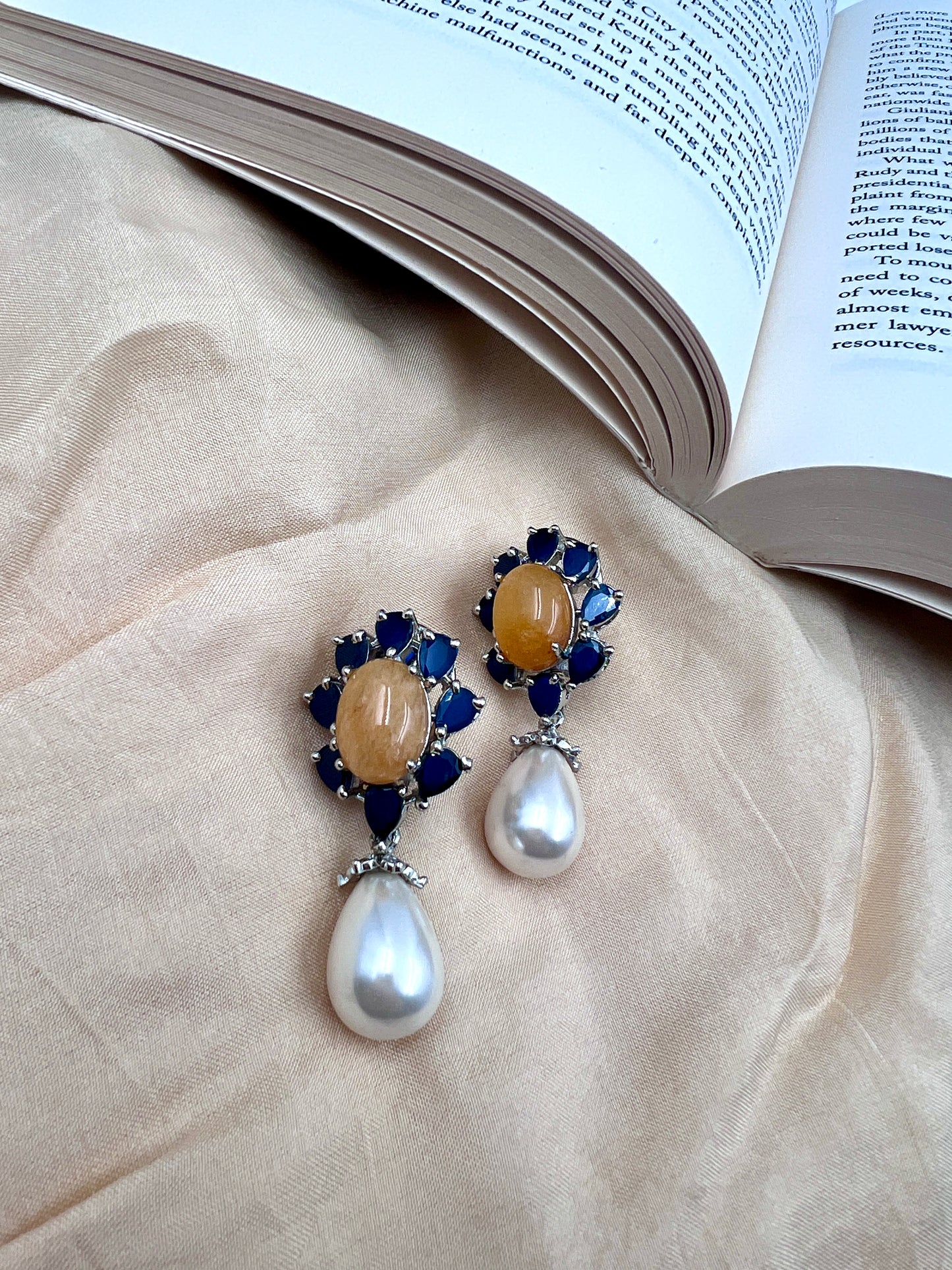 Royal Radiance Semi-Precious Stone & Pearl Drop Earrings
