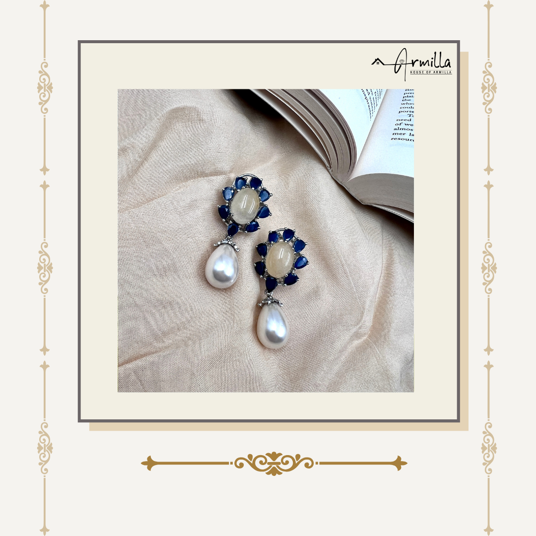 Royal Radiance Semi-Precious Stone & Pearl Drop Earrings