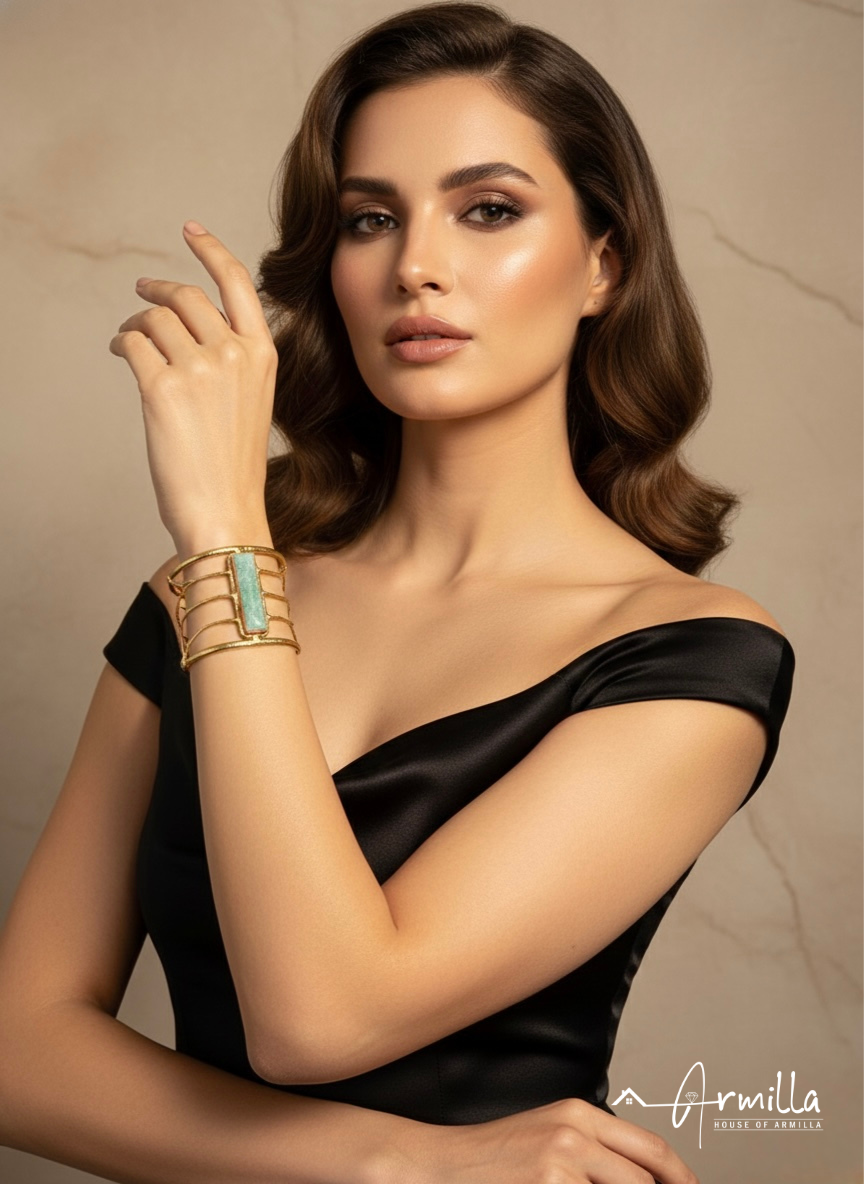 Emerald Frame Gold Cuff