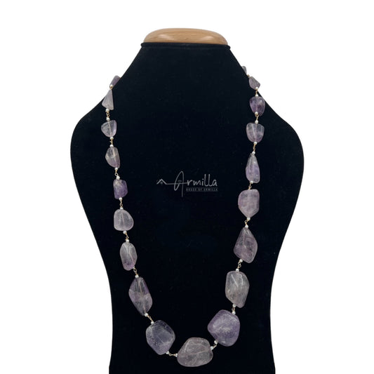 Amethyst Stone Embellished Long Necklace