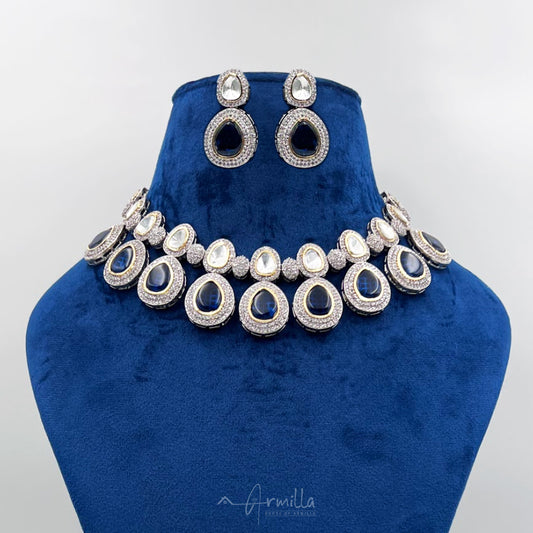 Fine Mosannite Polki Kundan Necklace Set