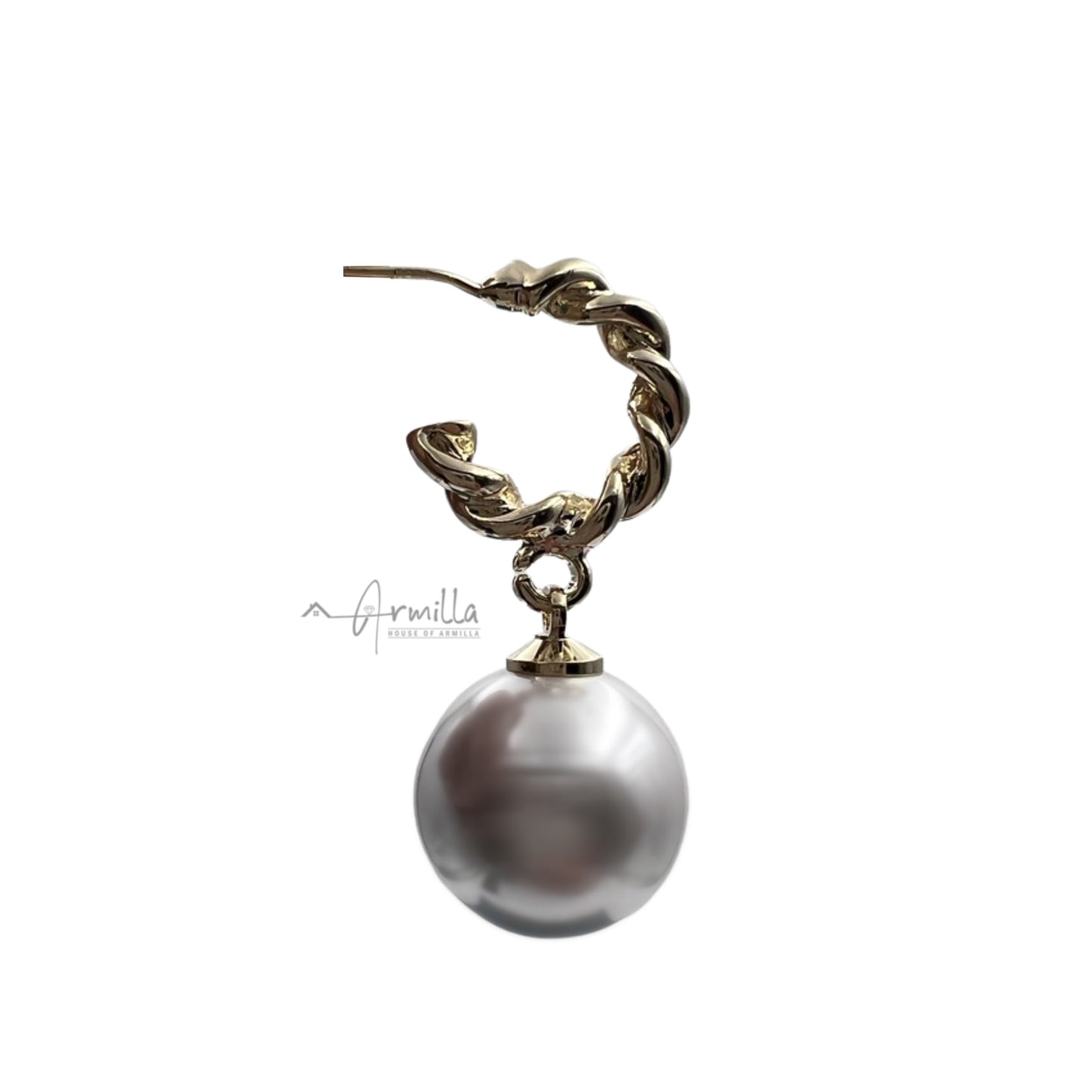 Twisted Hoop Pearl Drop Earrings