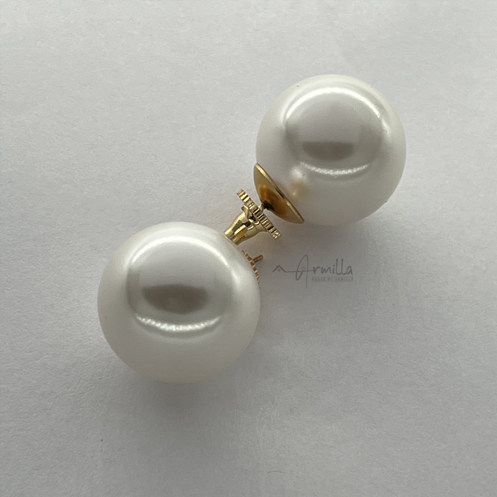 White Pearl Stud Earrings 20 mm sized pearls – House of Armilla