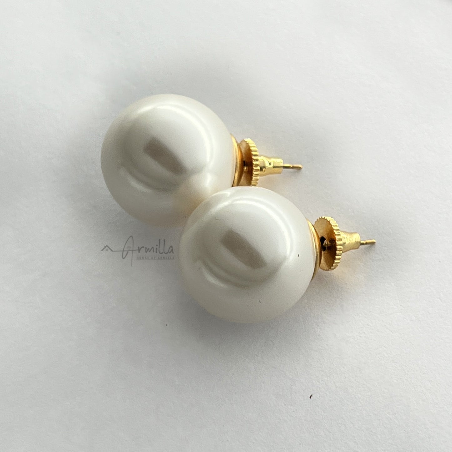 White Pearl Stud Earrings 20 mm sized pearls