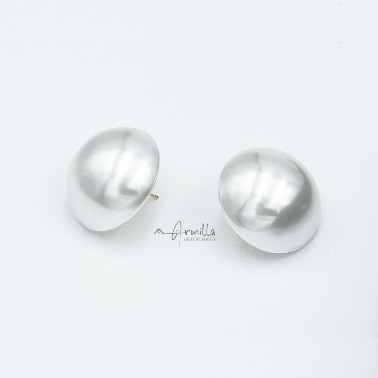 30 MM Half Pearl Stud Earrings