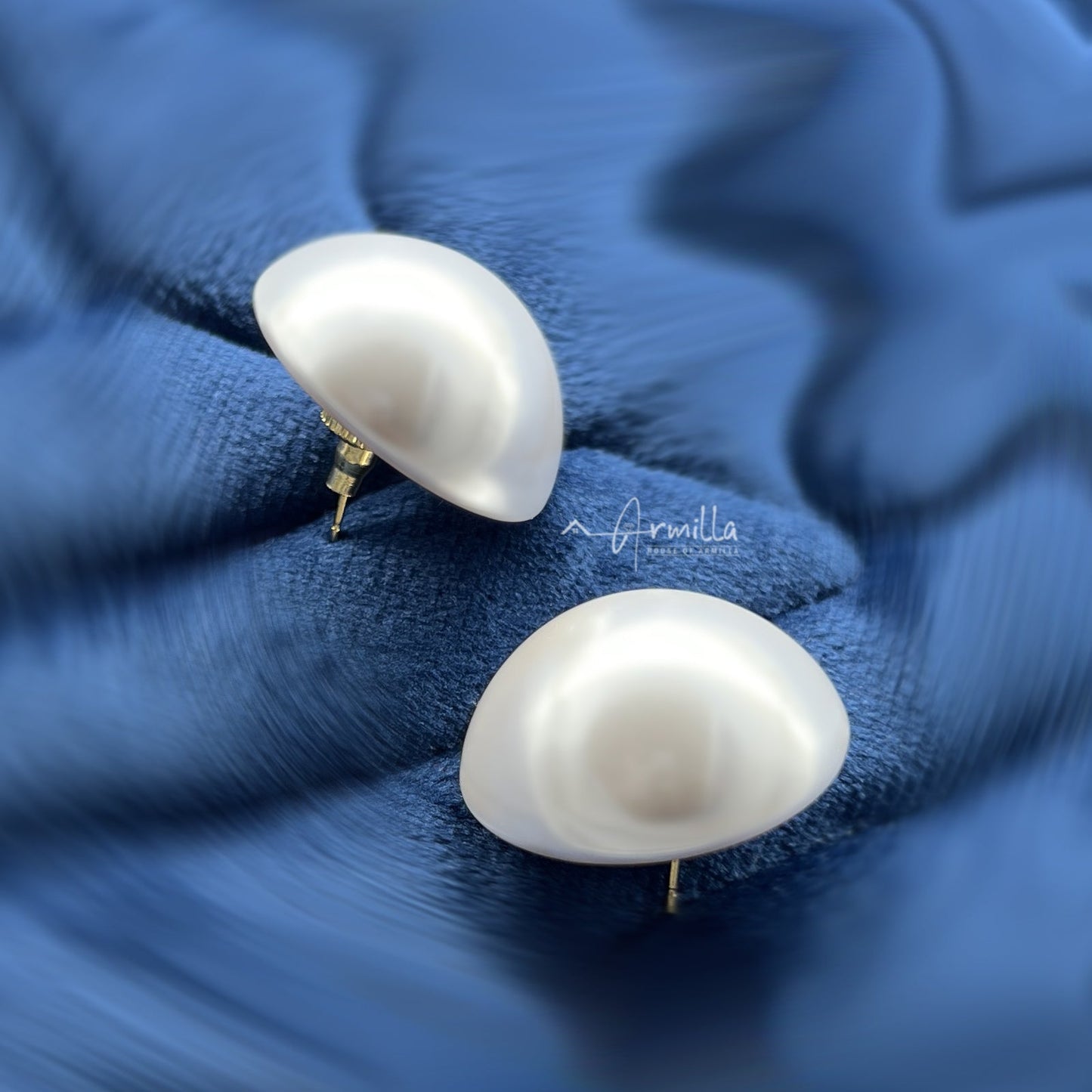 25 MM Half Pearl Stud Earrings
