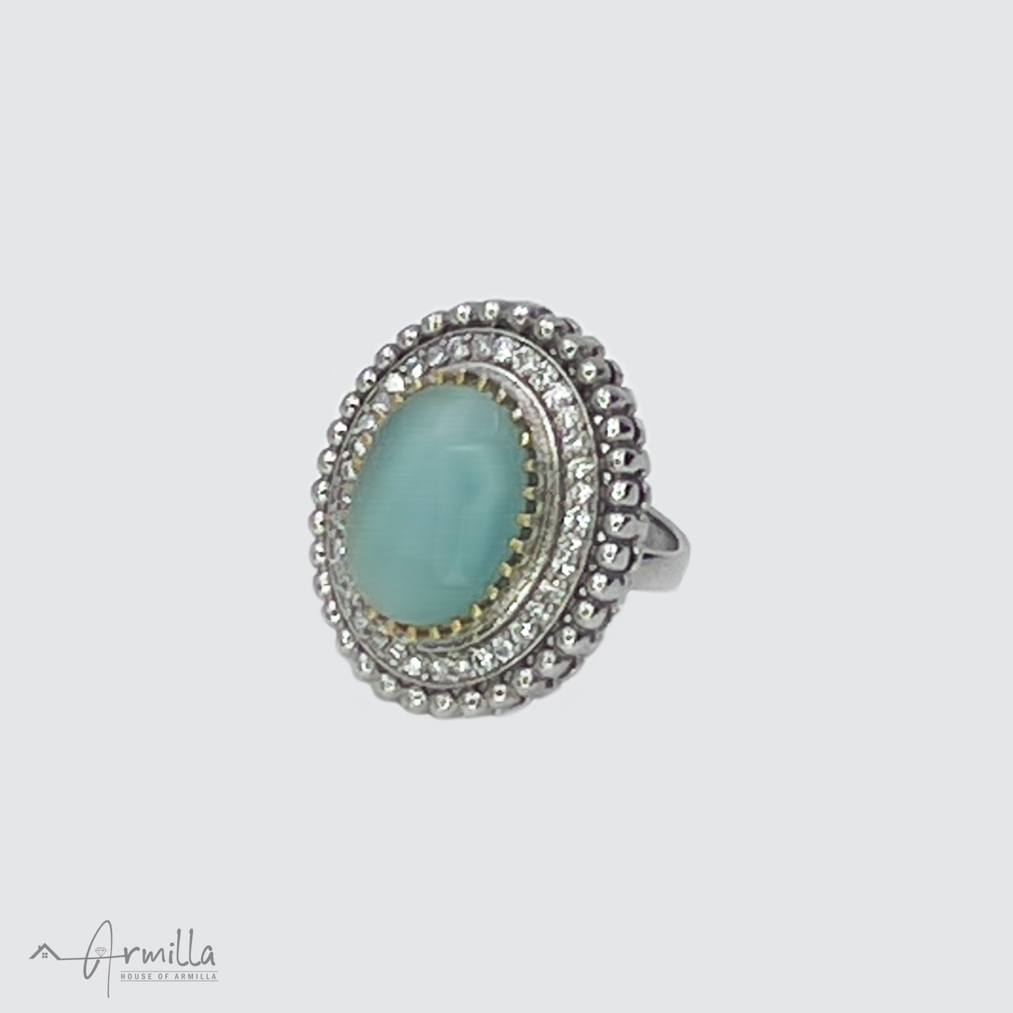 Mint Green Oval Shaped Stone Ring