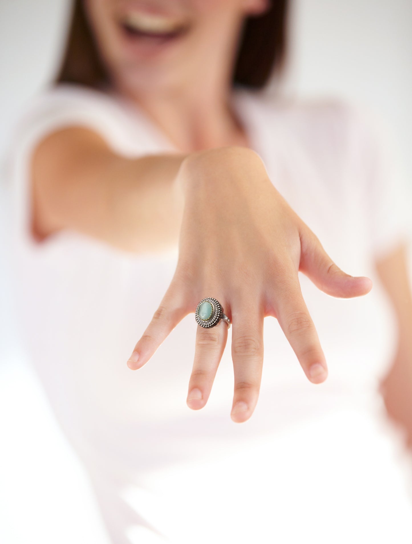 Mint Green Oval Shaped Stone Ring