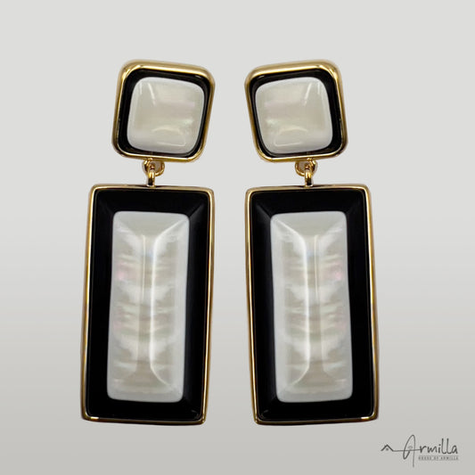 Trendy Shiny Geometrical Shaped Mother of Pearl Drop Earrings