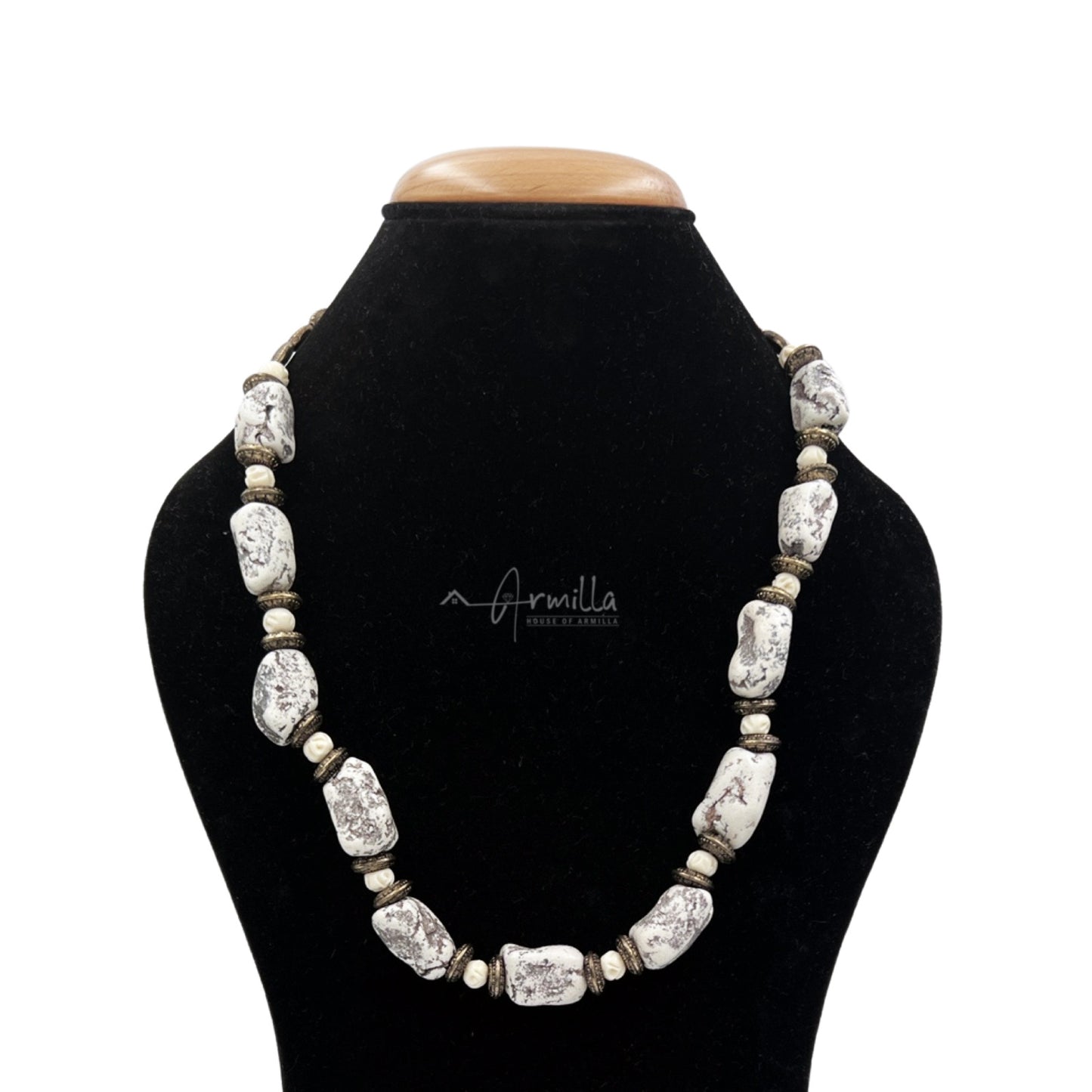 Ancient Granite Stone Beaded Necklace