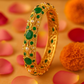 Emerald & Pearl Floral Heritage Jadau Style Bangle