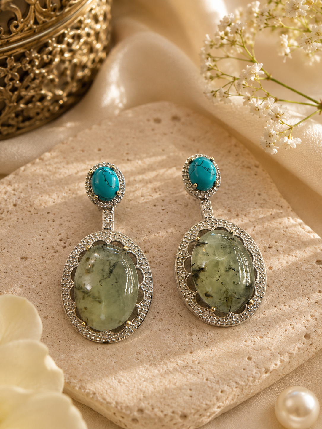 Turquoise Meadow Statement Earrings