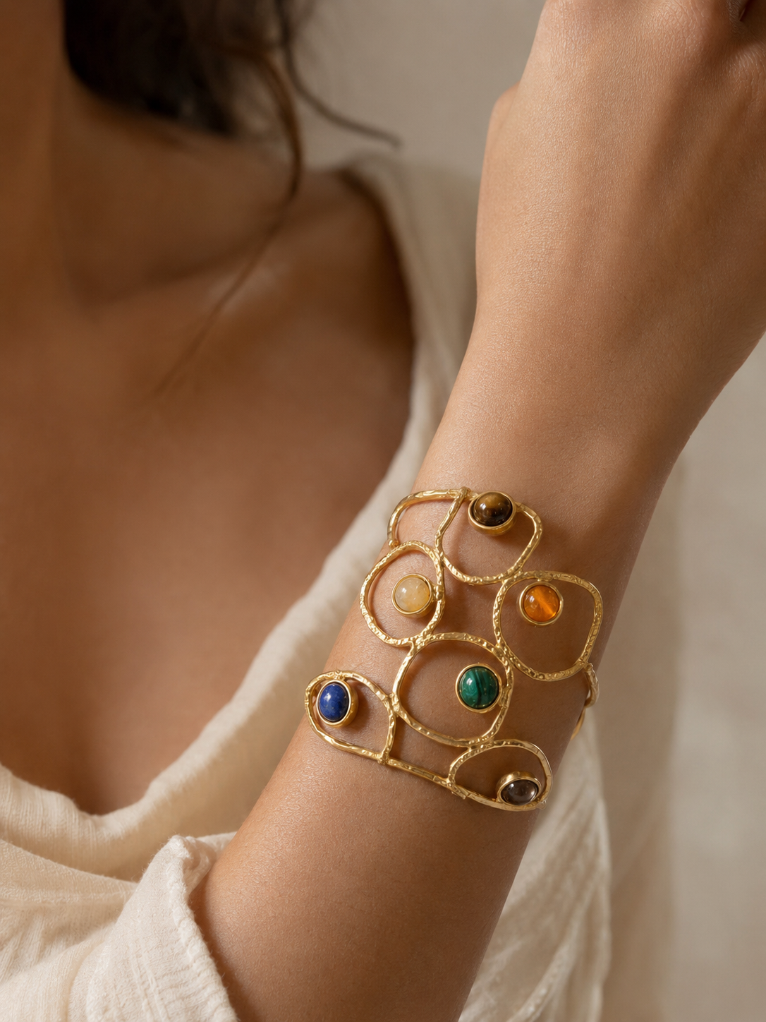 Navrangi Orbit Gemstone Cuff Bracelet