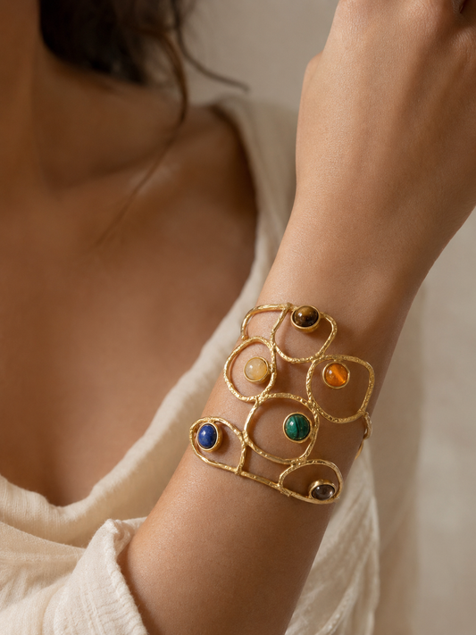 Navrangi Orbit Gemstone Cuff Bracelet