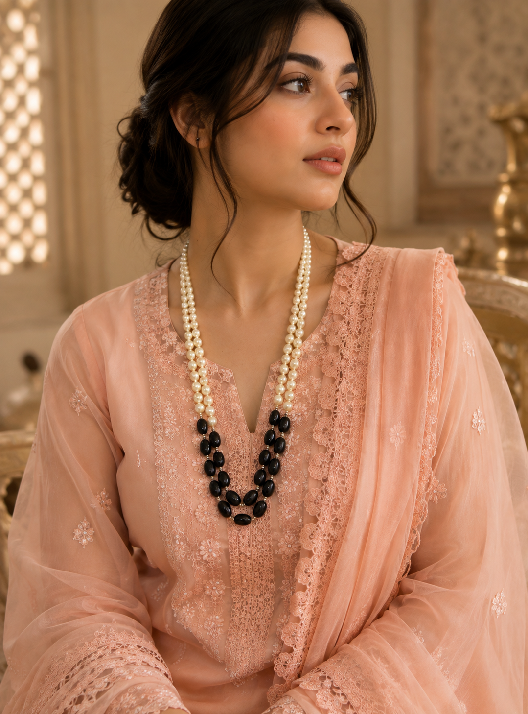 Ziya Black Onyx & Pearl Double-Strand Necklace