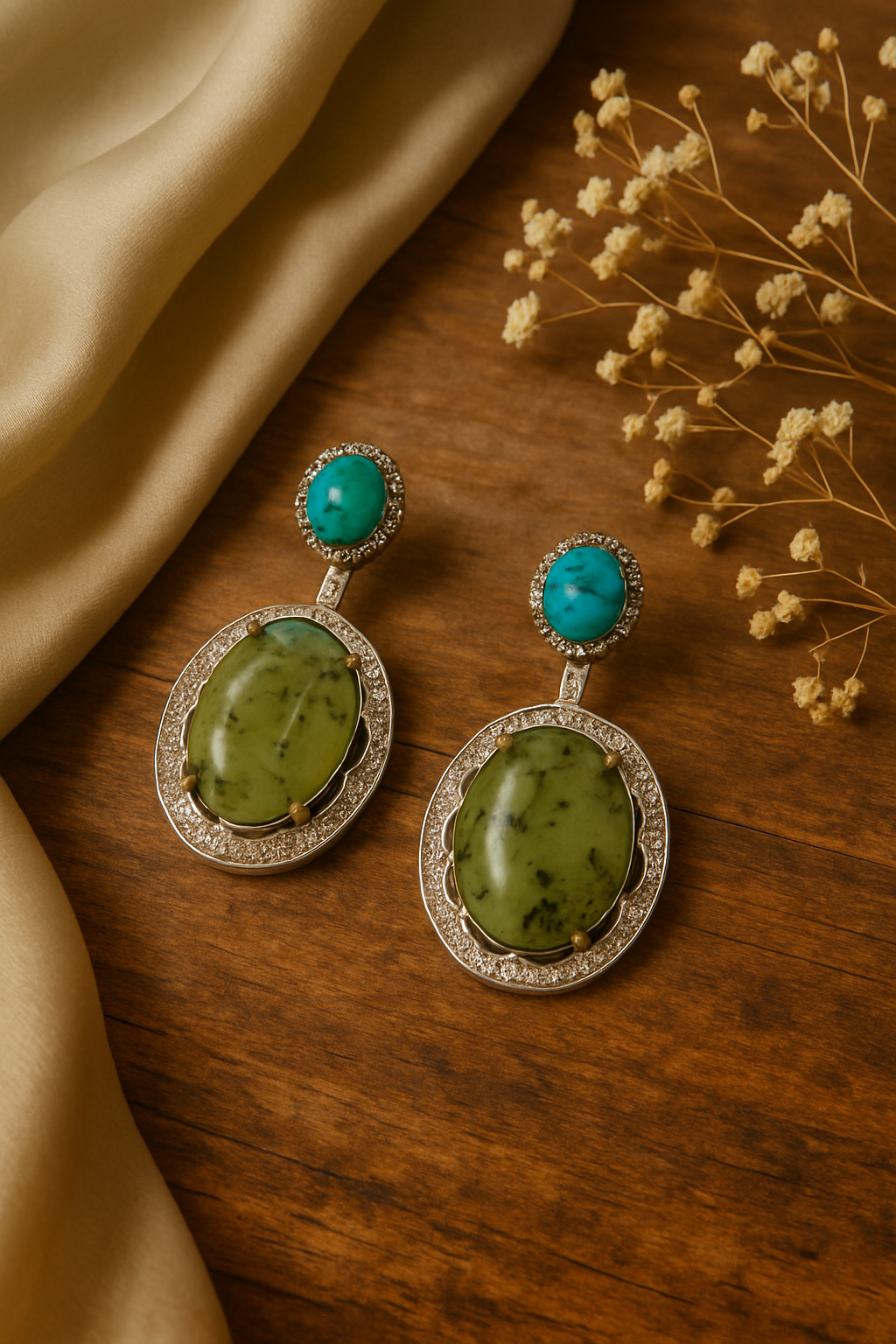 Majestic Green & Turquoise Dangler Earrings