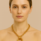 Bold Gold Link Chain Necklace with Sculptural Ring Pendant