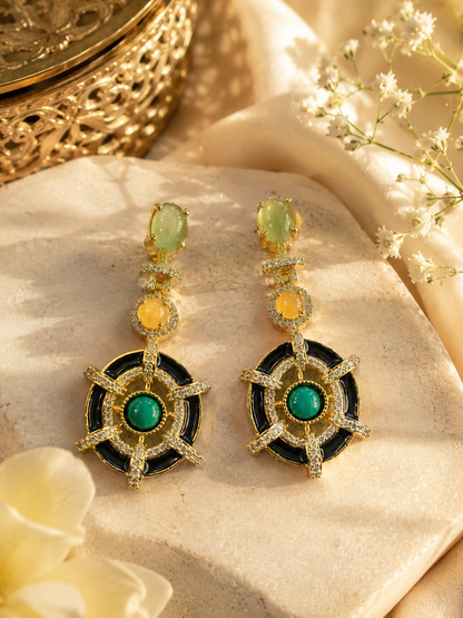 Regal Compass Emerald Earrings