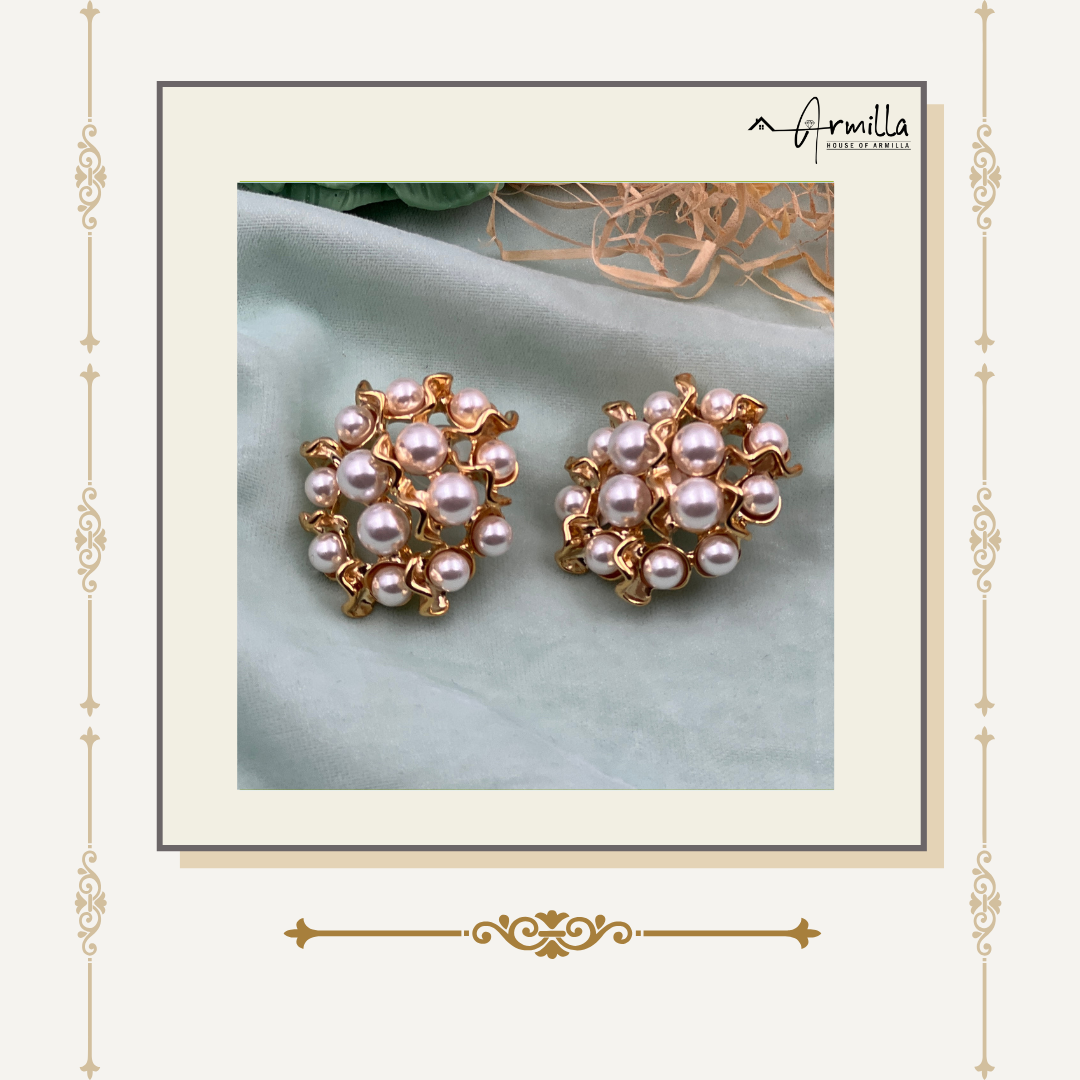 Golden Cluster Pearl Studs