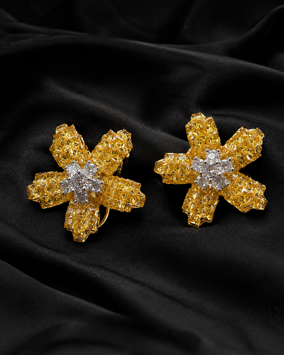 Midnight Bloom Floral Stud Earrings