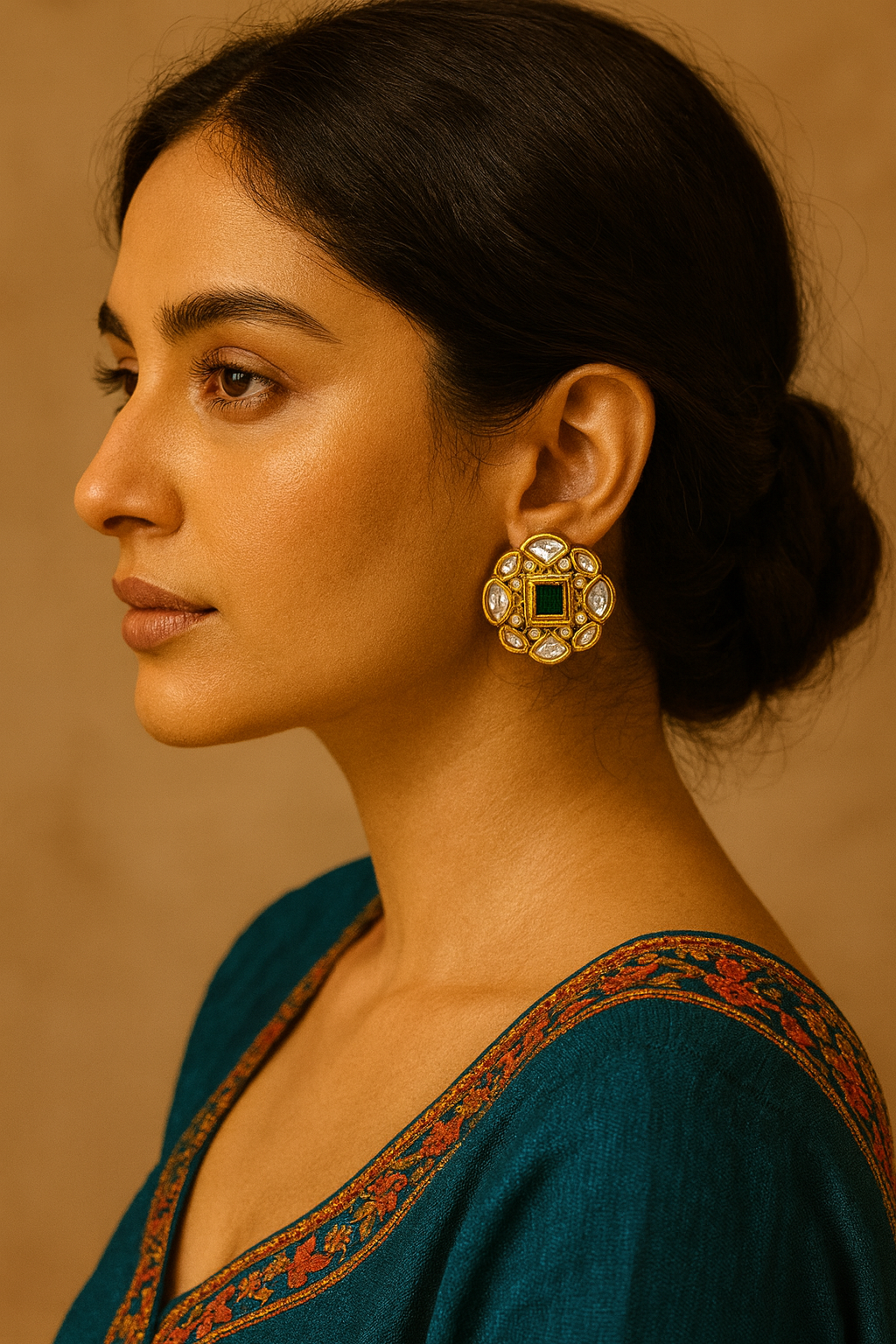 Royal Emerald Kundan Studs