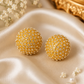 Luxury Gold-Tone Crystal Dome Stud Earrings