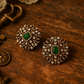Antique Polki Stud Earrings with Emerald Center