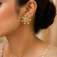 Pink Meenakari Kundan Floral Stud Earrings