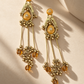 Amber Peacock Tassel Earrings
