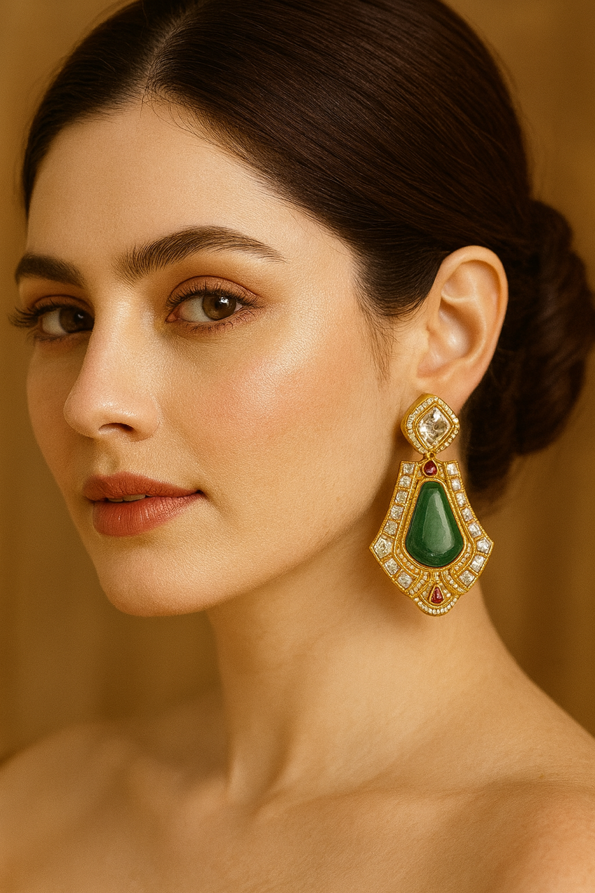 Emerald Radiance Kundan Studs