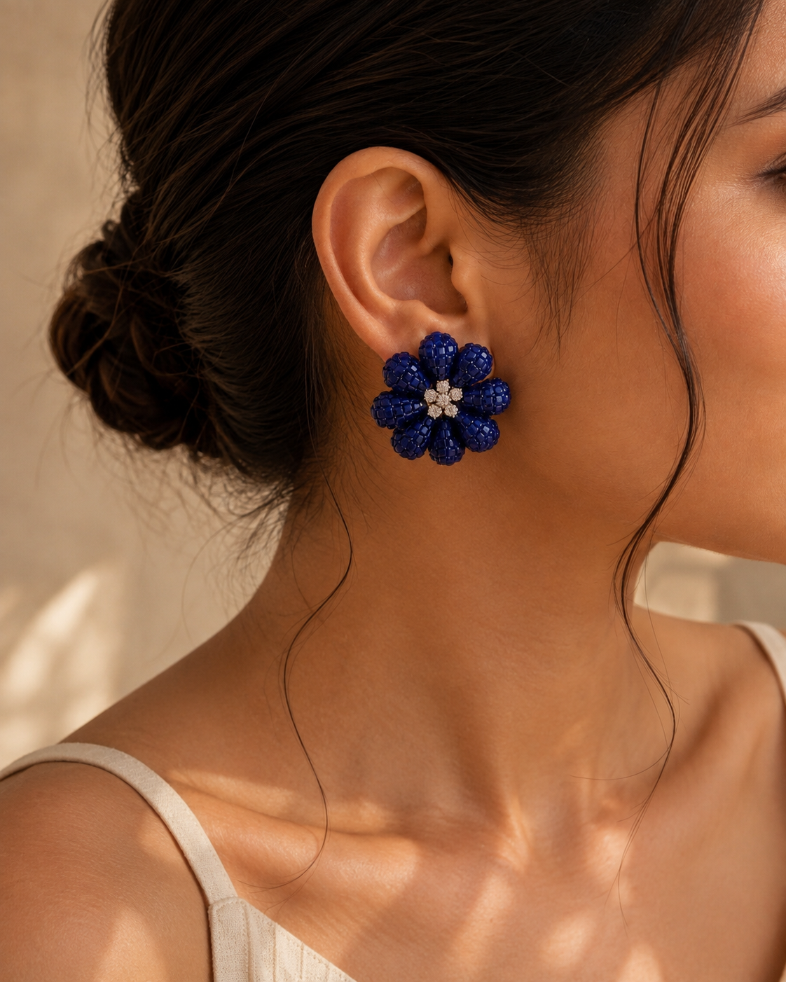 Midnight Bloom Floral Stud Earrings